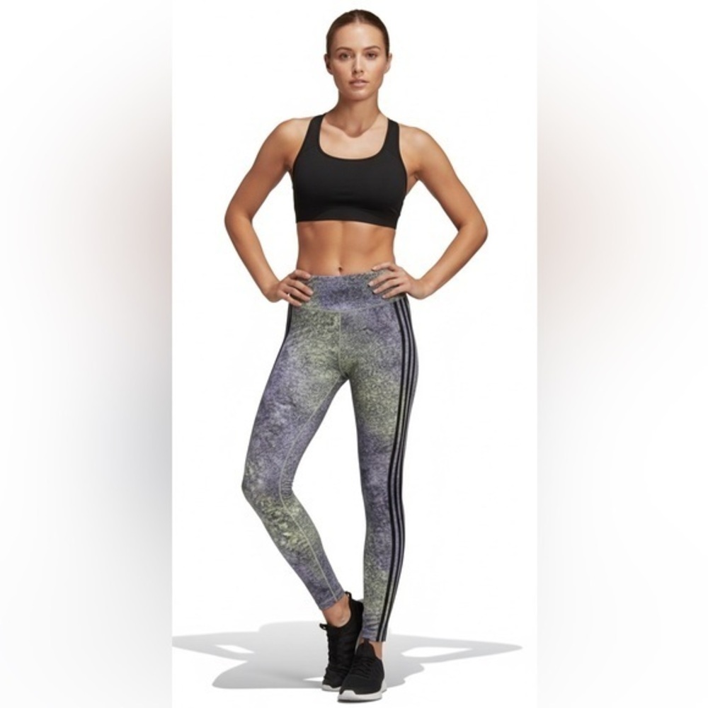 Adidas Multi Coloured 3 Striped Highrise Leggings